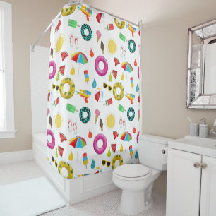 Rideaux De Douche Summer Party Beach Amusants Motif