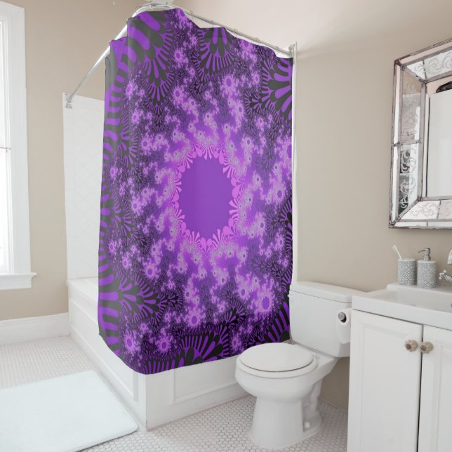 Rideaux De Douche Sunburst Métallique Violet (En situation)