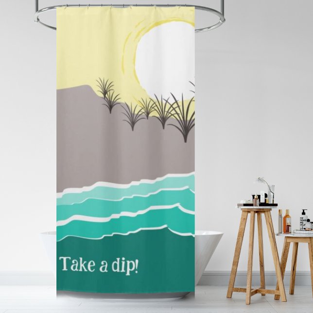 Rideaux De Douche Sunset Beach Shell moderne Torn - Faites-Vous Plon (Modern Torn Sunset Beach Shell - Take A Dip! Shower Curtain)