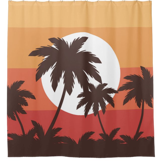 Rideaux De Douche Sunset Tropical Palm Beach Vintage (Devant)