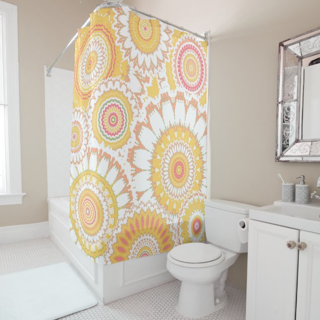 Rideaux De Douche Sunshine Floral Mandalas (En situation)