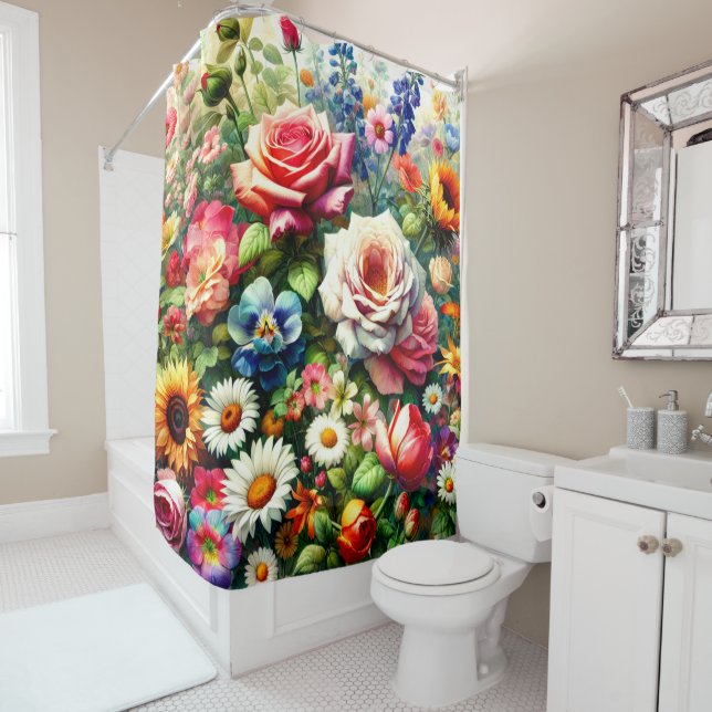 Rideaux De Douche Super Floral (En situation)