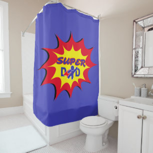 Rideaux De Douche Super Hero Papa Fête des pères de livre comique