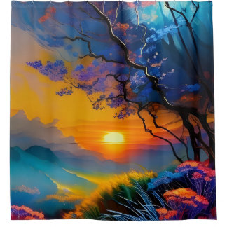 Rideaux De Douche Superbe lever de soleil sur l'étang