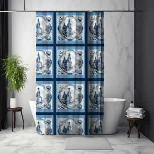 Rideaux De Douche Superbe palais fleuri chinoiserie toile monogramme