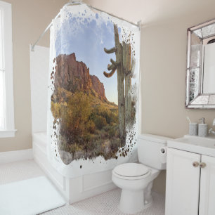 Rideaux De Douche Superstition Mountain Evention Light Saguaro Cactu