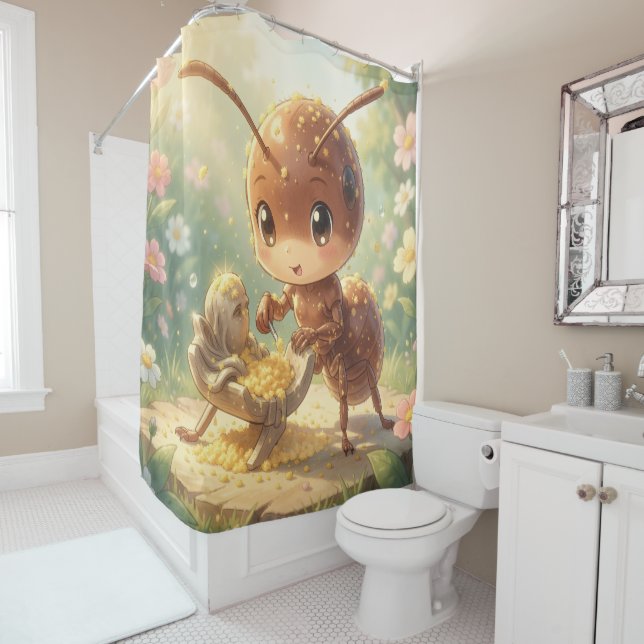 Rideaux De Douche Sur les traces de l'or des fleurs (En situation)