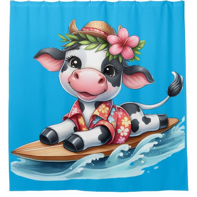 Rideaux De Douche "Surf Baby Cow" (Devant)