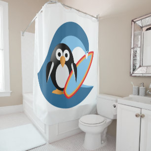 Rideaux De Douche Surfer de pingouin