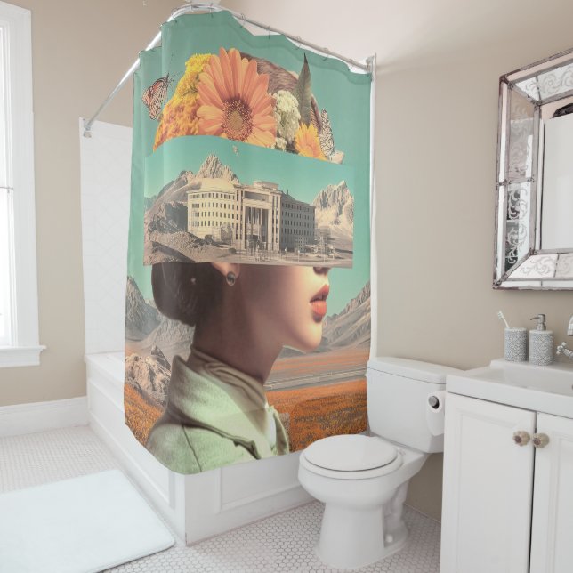 Rideaux De Douche Surreal Portrait with Architectural Landscape (En situation)