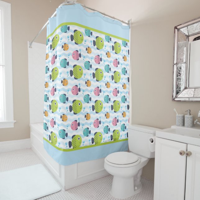 Rideaux De Douche Swimming Fish (En situation)