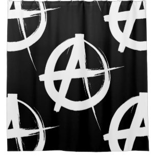 Rideaux De Douche symbole anarchique noir et blanc