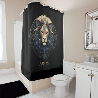 Rideaux De Douche Symbole Chic Black Gold Moderne Cosmologique Lion 