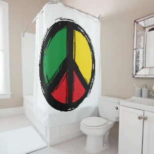 Rideaux De Douche Symbole de la Paix avec couleurs de la aigrette