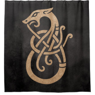 Rideaux De Douche Symbole du nœud du serpent viking doré