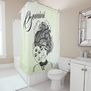Rideaux De Douche Symbole et signe du zodiaque Gémeaux en vert