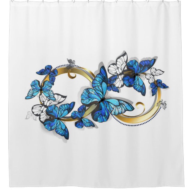 Rideaux De Douche Symbole infini de papillons Morpho bleus (Devant)