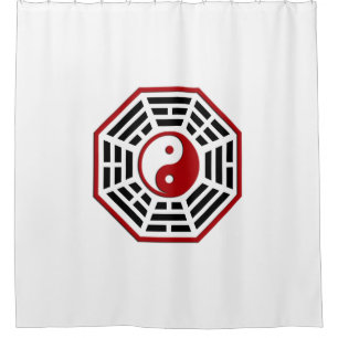 Rideaux De Douche Symbole PaKua / yin & yang / I Ging - rouge noir