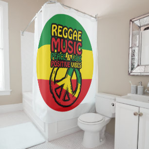 Rideaux De Douche Symbole Reggae et Paix avec citations positives