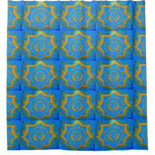 Rideaux De Douche symbole tantrique en bleu