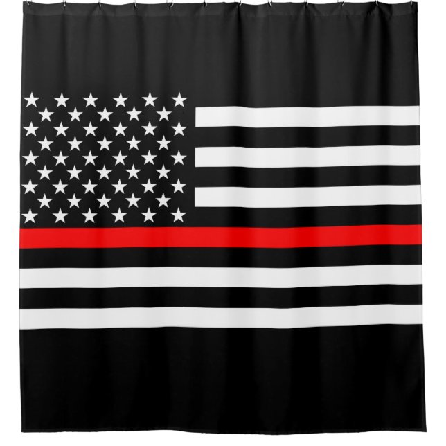 Rideaux De Douche Symbolic mince Red Line US Drapeau design graphiqu (Devant)