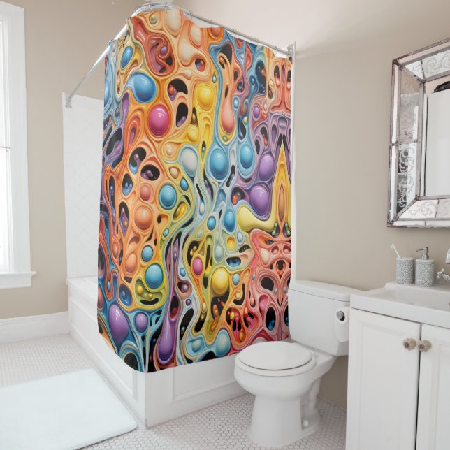 Rideaux De Douche Symphonie Bubble Dreamscape (En situation)