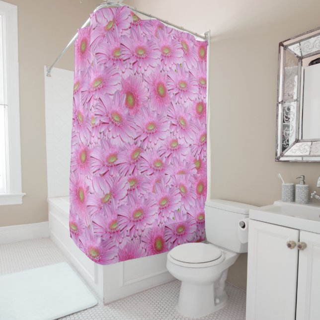 Rideaux De Douche Symphonie de Gerberas roses, (En situation)