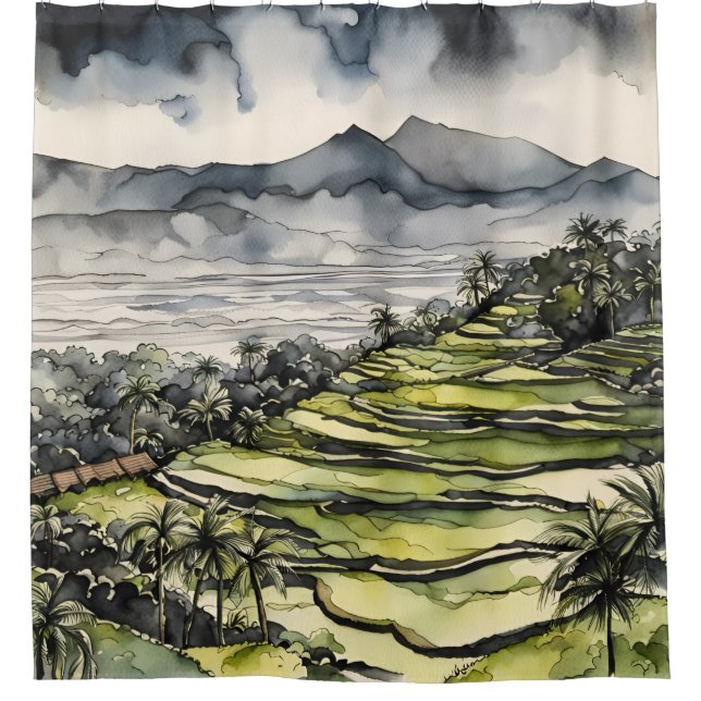 Rideaux De Douche Symphonie du Paddy à Bali (Devant)