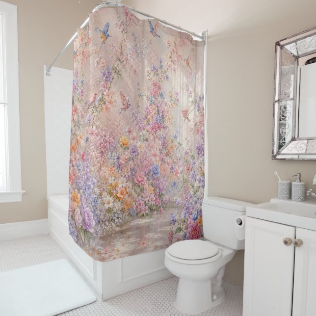 Rideaux De Douche Symphonie secrète des fleurs (En situation)