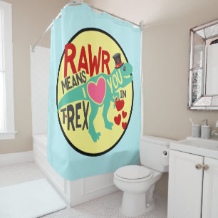 Rideaux De Douche T-Rex dans un Top Hat Rawr signifie que je t'aime 