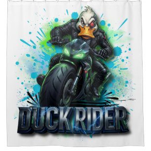 Rideaux De Douche T-Shirt Duck Rider 3D Canard Cyber Moto