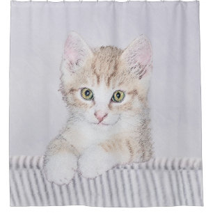 Rideaux De Douche Tabby Orange Kitten Peinture - Art Chat original