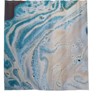 Rideaux De Douche Tableau abstrait bleu et blanc