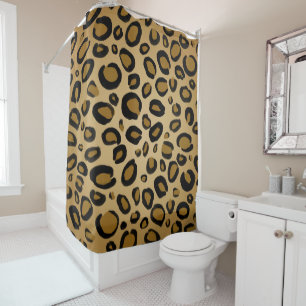 Rideaux De Douche Taches de léopard imprimé guépard peint or beige m