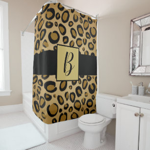 Rideaux De Douche Taches de léopard imprimées beige doré marron