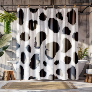 Rideaux De Douche Taches de vache noire et blanche texture motif fau