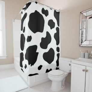 Rideaux De Douche Taches de vache rustiques noir et blanc ferme rust