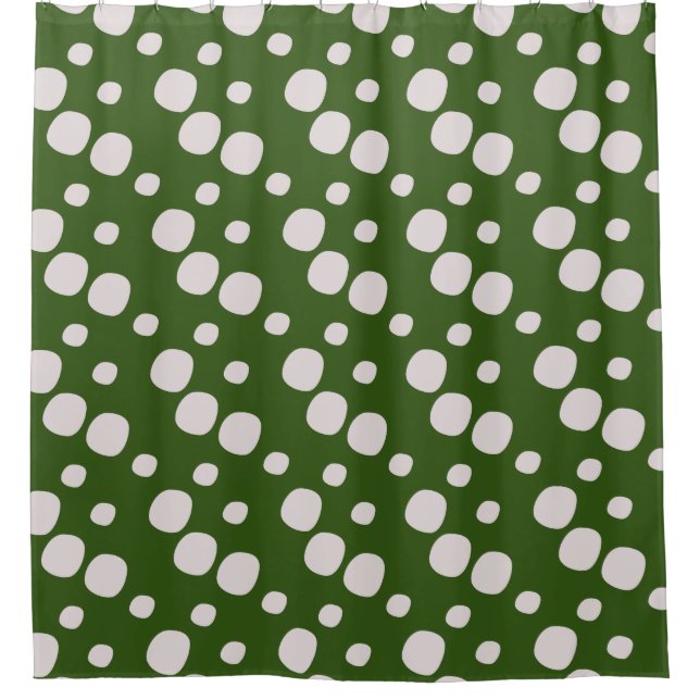 Rideaux De Douche Taches roses sur fond vert feuillu        (Devant)