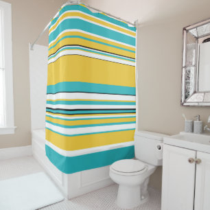 Rideaux De Douche Tailles complexes - Turquoise et Jaune