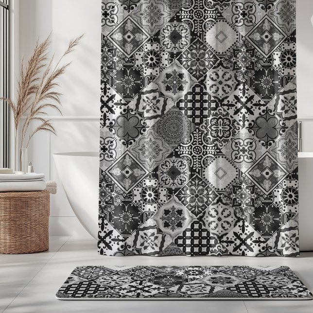 Rideaux De Douche Talavera Tles Black White Grey (Créateur téléchargé)