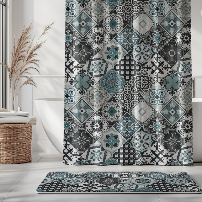 Rideaux De Douche Talavera Tles Turquoise Grey Mint Teal (Créateur téléchargé)