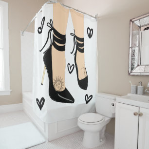 Rideaux De Douche Talons Hauts Noir à Bretelles Soleil Lune Féminin