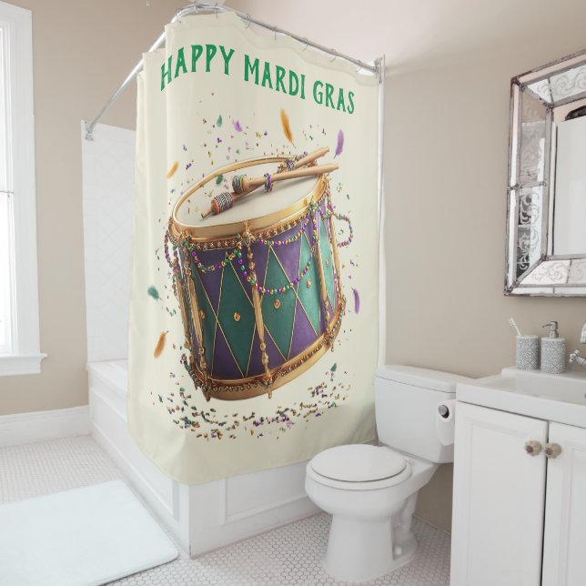 Rideaux De Douche Tambour festif de Mardi Gras (En situation)