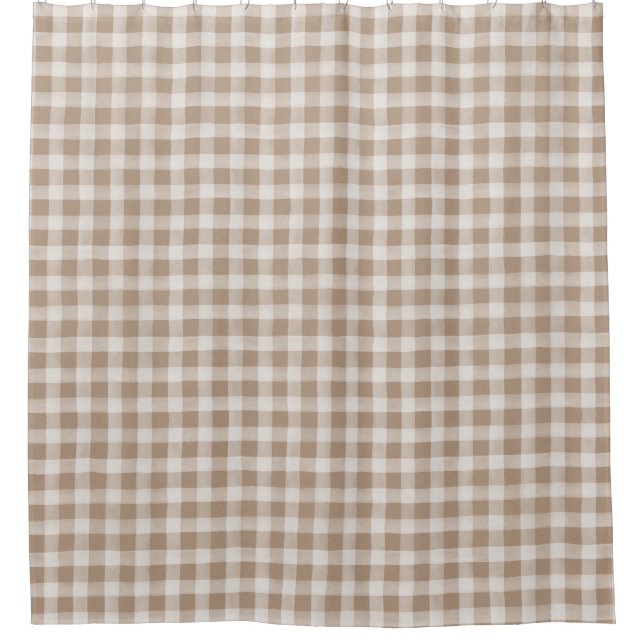 Rideaux De Douche Tan doux Beige Anglais Pays Vérifié Plaid (Devant)