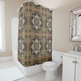 Rideaux De Douche Tan foncé Taupe Brown Rouge Noir Tribal Art