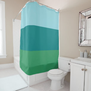 Rideaux De Douche Tanager Turquoise, Bleu Canard et Vert Kelly Horiz