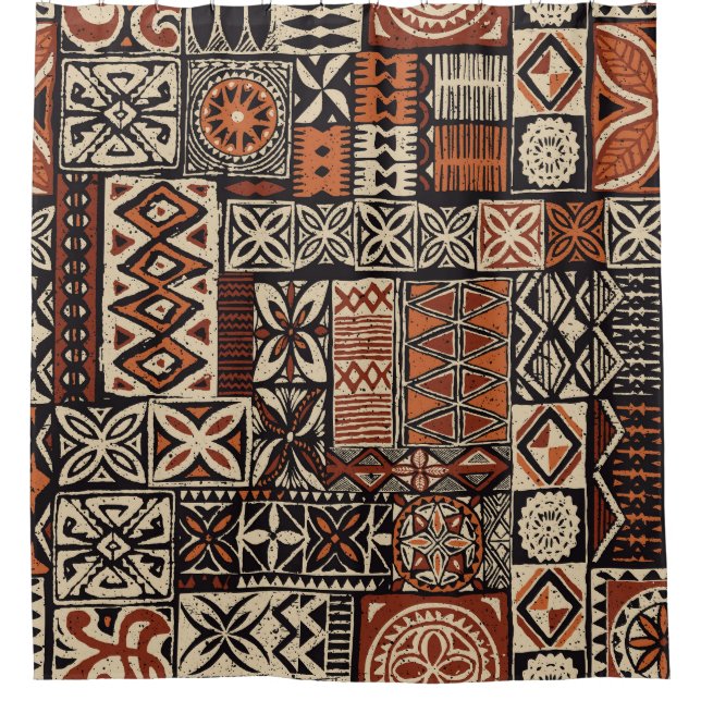 Rideaux De Douche Tapa hawaïen : Patchwork tribal (Devant)