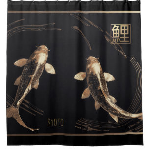 Rideaux De Douche Tapis en métal cuivré sculpté tourbillon de carpes