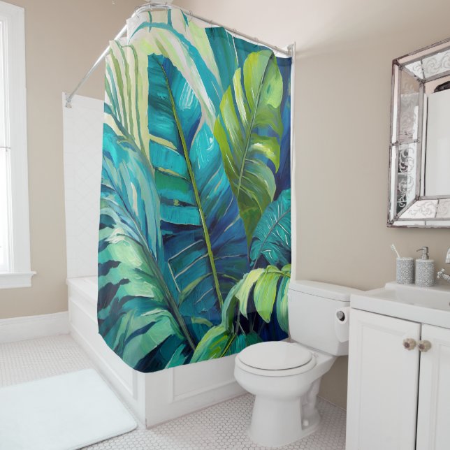 Rideaux De Douche Tapis feuille tropicale Monstera (En situation)