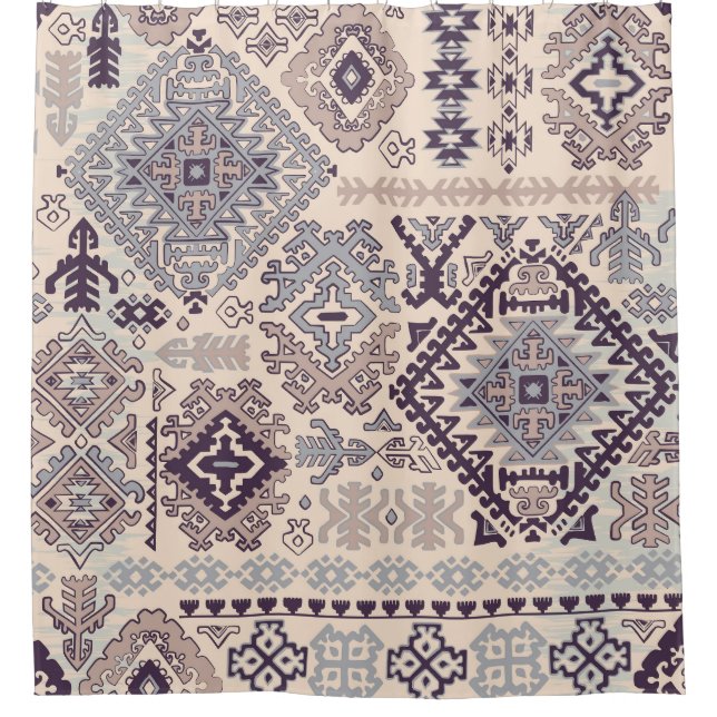 Rideaux De Douche Tapis indien : motif ornemental tribal. (Devant)